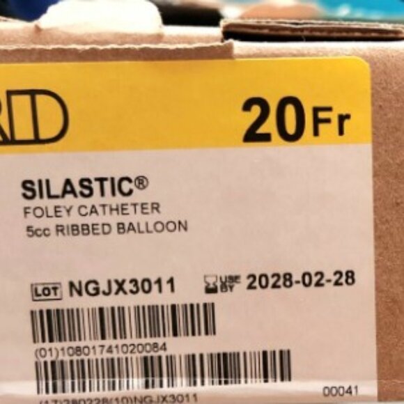 Bard #33620 Foley Catheters (20Fr. 5cc ribbed balloon Silastic) - Picture 2 of 6